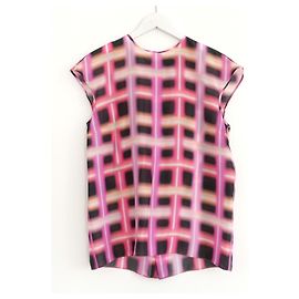 Chanel Spring 2017 Neon Print Silk Top Pink