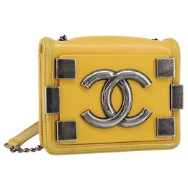 Chanel Boy Brick Flap Lambskin and Plexiglass Mini Giallo