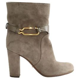 Sergio Rossi Wildleder Stiefeletten Khaki Größe 37 Khaki