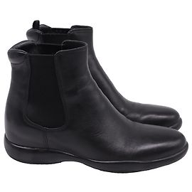 Prada Chelsea Ankle Boots in Black Leather Black