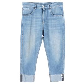 Brunello Cucinelli Cropped Raw Edge Jeans in Light Blue Denim Blue Light blue