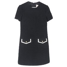Vestido Mini Bouclé Valentino Garavani com Bolsos com Aba em Viscose Preta Preto