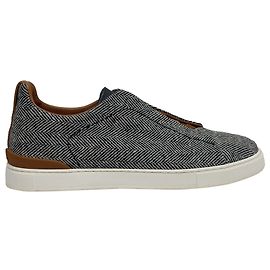 Ermenegildo Zegna Zegna Triple Stitch Slip-On Sneakers in Grey Wool Grey