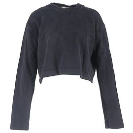 Cropped Rundhals-Pullover aus schwarzer Baumwolle von Acne Studios Schwarz