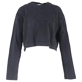 Pull cropped à col rond en coton noir Acne Studios Noir