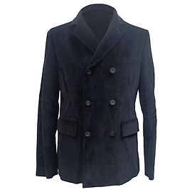 Autre Marque Sig. P. Blazer Doppiopetto con Tasche in Velluto a Coste Nero Nero