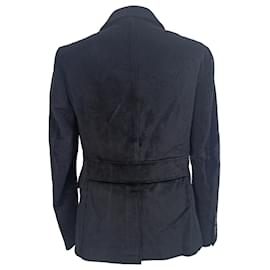 Autre Marque-Mr. P. Double-Breasted Blazer with Pockets in Black Corduroy -Black