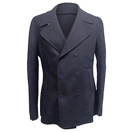 Bottega Veneta Double-Breasted Peacoat in Navy Blue Wool Blue Navy blue