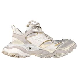 Balenciaga Cargo Distressed Sneakers in White Polyester White