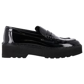 Tod's Plattformslipper aus schwarzem Lackleder Schwarz