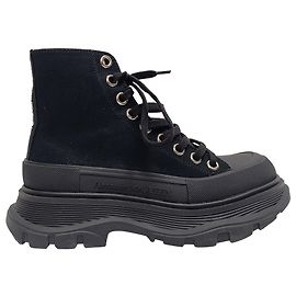Alexander McQueen Tread Slick Boots in Black Canvas Black