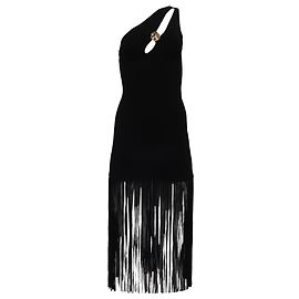 Abito con frange Sandro Tropic in viscosa nera Nero