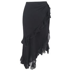 Falda midi asimétrica con volantes Etro en viscosa negra Negro
