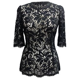 Blusa in Pizzo Dolce & Gabbana in Cotone Nero Nero