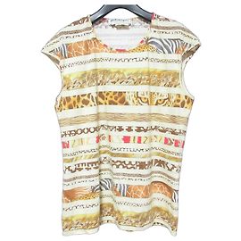 Top sem mangas com borda animal Salvatore Ferragamo Amarelo