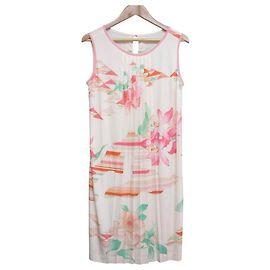 Robe Plissée Fleurie LEONARD Rose Vert