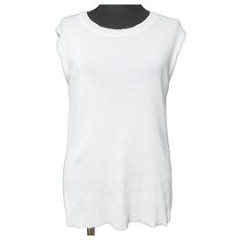 Autre Marque Top sin mangas de punto de algodón orgánico PRISTINE Blanco
