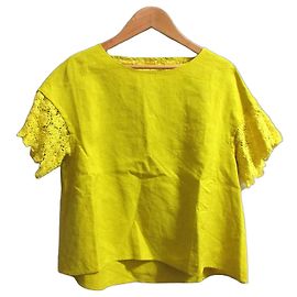 Autre Marque Top de Lino con Mangas de Encaje ANTIPAST Amarillo