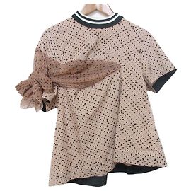 sacai Polka Dot Asymmetric Blouse Beige