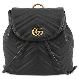 Gucci GG Marmont Leder Rucksack Schwarz