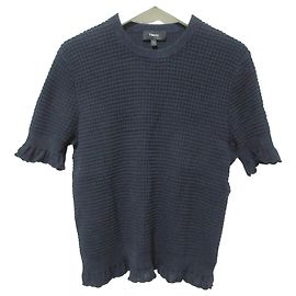 Theory Strickoberteil mit kurzen Ärmeln Blau Marineblau