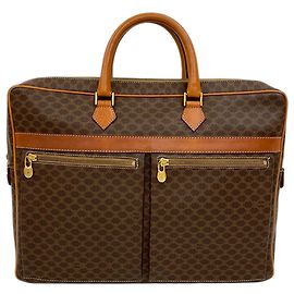 Céline Celine Brown Macadam Coated Canvas Business Bag Brown