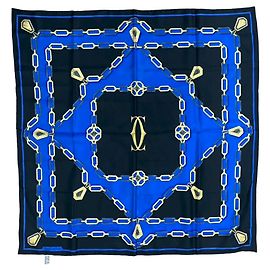 Sciarpa in seta con catena Must de Cartier Blu Blu
