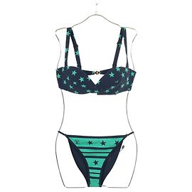 Nylon-Bikini-Unterteil von Louis Vuitton Grün Marineblau