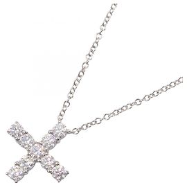 Colar Mini Cross de Diamantes Harry Winston Prata Outro