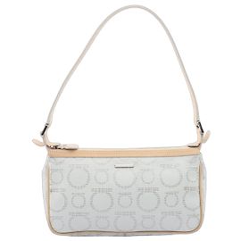 Bolsa Gancini Salvatore Ferragamo Branco Bege