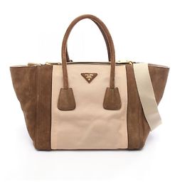 Sac à main Prada Canapa+Scamoscia Marron Beige