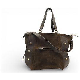 NOVO SACO DE MÃO JEROME DREYFUSS ROGER COURO E SUEDE MARROM Marrom