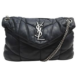 Yves Saint Laurent BORSO SAINT LAURENT LOULOU PUFFER SMALL 577476 PELLE NERA A TRACOLLA Nero