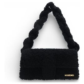NUOVO BORSO A MANO JACQUEMUS BAMBIDOU PELLE DI PECORA NERA Nero