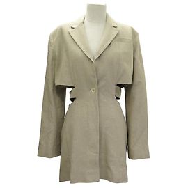 NEU JACQUEMUS BARI BLAZER MIT AUSSCHNITTEN M 38 AUS BEIGEEM LEINEN Beige