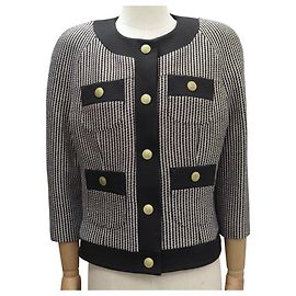 NEW PIERRE BALMAIN COTTON SHORT JACKET WITH GOLD BUTTONS SIZE 42 BLACK Black