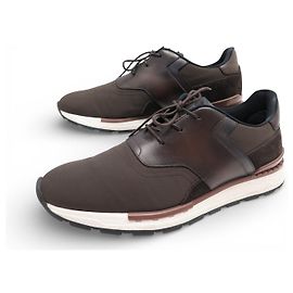 NOVAS SNEAKERS BERLUTI FAST TRACK EM CANVAS E COURO 10 44 Marrom