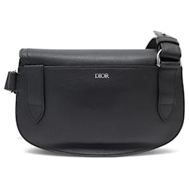 Dior-NEW DIOR SADDLE BAG FOR MEN 1ADPO095YMJ00NU BLACK GRAINED LEATHER HAND BAG-Black