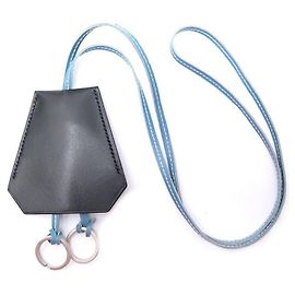 Hermès NEW HERMES LARGE BLACK LEATHER BELL KEYCHAIN BAG CHARM Black