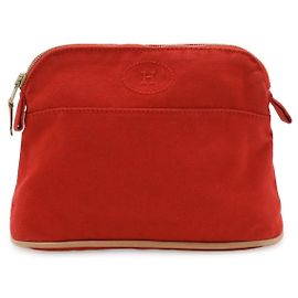 Hermès Hermes Bolide20 Canvas Leather Pouch Red