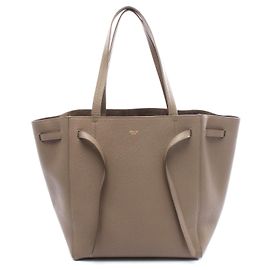 Céline Celine Leather Cabas Phantom Small Tote Bag Brown Beige