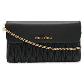 Sac 2WAY en cuir matelassé Miu Miu avec chaîne Noir