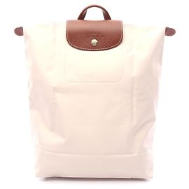 Longchamp Le Pliage Original M Backpack Canvas Leather Brown Beige