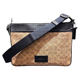 Coach District Crossbody Bag Canvas Leather Shoulder Bag Brown