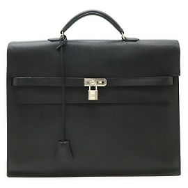 Hermès Kelly Depeche 38 Pasta de Couro Preta Preto