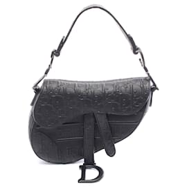 Dior-Dior Mini Saddle Bag Oblique Embossed Leather-Black