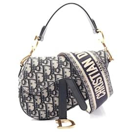 Dior-Dior Mini Saddle Bag Oblique Jacquard Canvas Leather-Brown,Beige