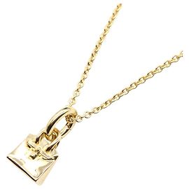 Collier Motif Birkin Hermès en Or K18 Doré Métallisé