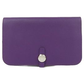 Hermès Dogon Duo Swift Long Wallet Purple