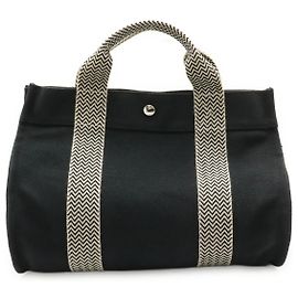 Hermès Cannes PM Canvas Tote Bag Schwarz